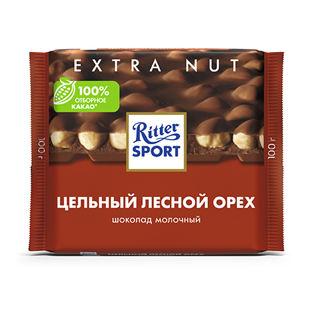 Ш/д Риттер Спорт молоч с цельным обжар орехом 100г