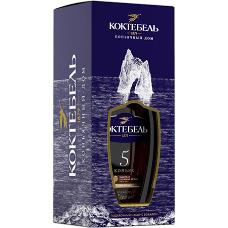 Коньяк Коктебель 5 лет 40% 0,5л П/У + бокал Россия